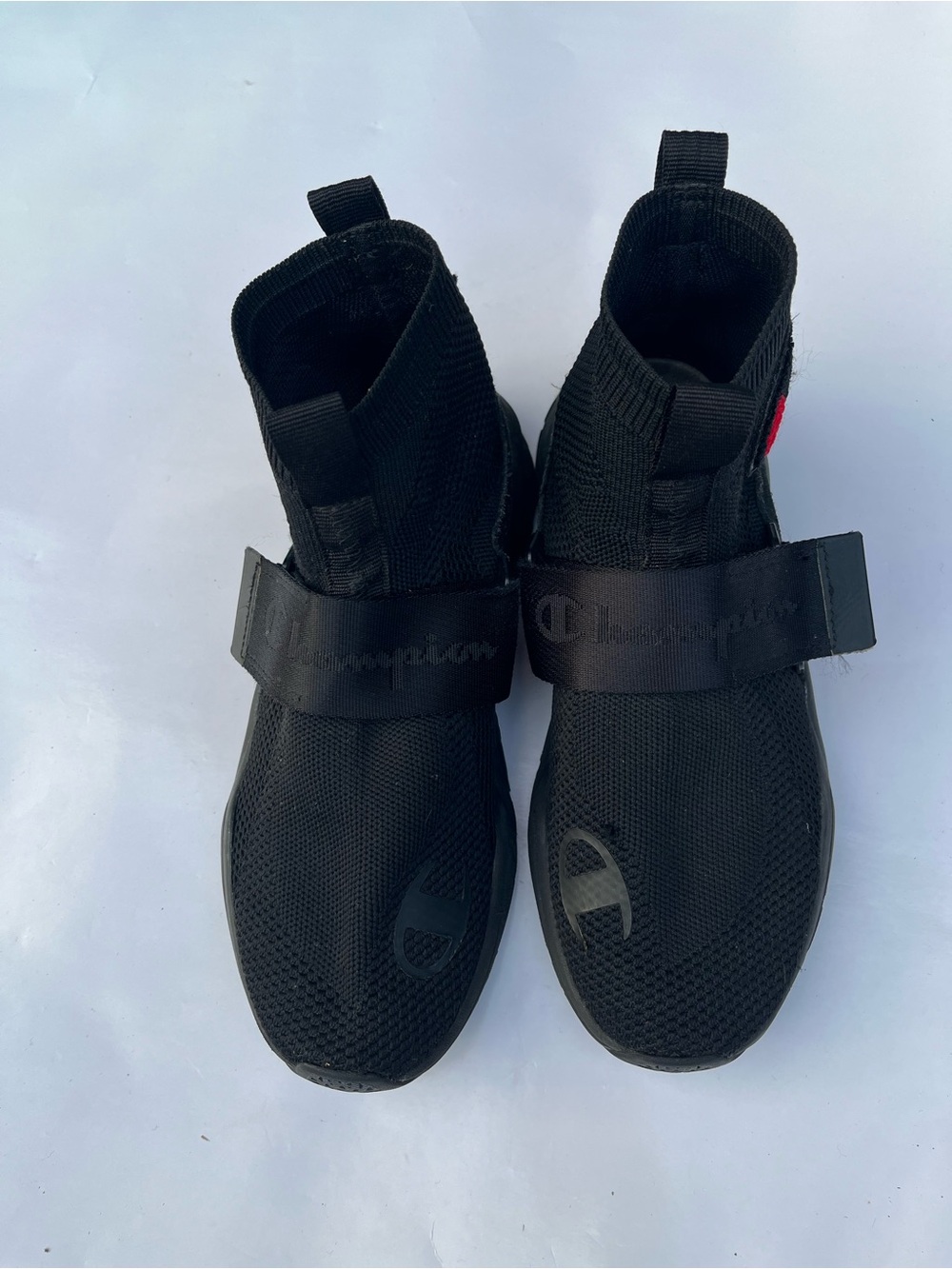 Champion Black Knit Slip-On Athletic Shoes with Midfoot Strap
